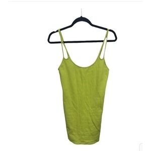 Zara Lime Green Ribbed Bodycon Tank Dress Size Large tank mini dress sleeveless